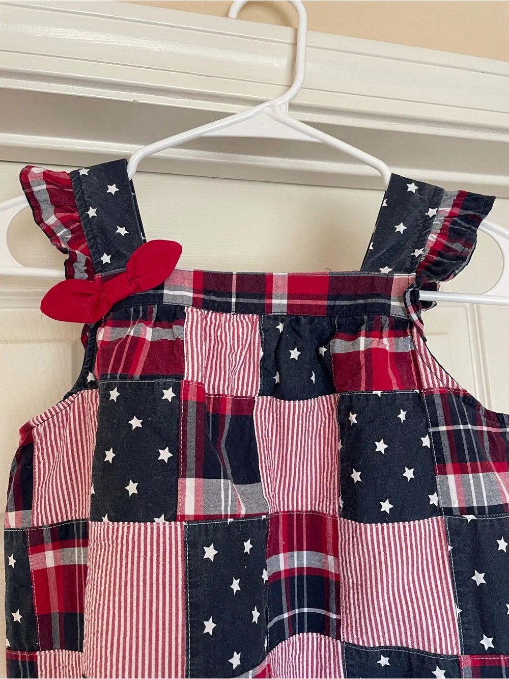 Girls Madras Patch Dress - American Cutie